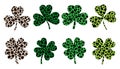 St Patricks Day Clover leopard spots. Shamrock ornament vector illustration